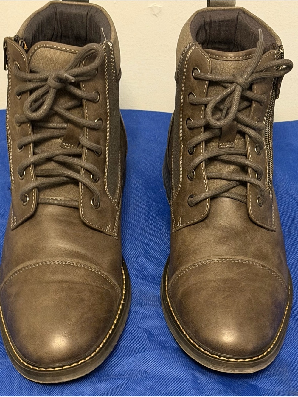 Kohls Men's Gray Leather Lace-Up Ankle Boots